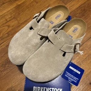 NEW In Box Women's Sz 39 Boston Taupe Suede Shoes Clogs
